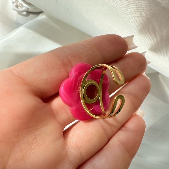 Adjustable Pink Flower Ring - Picture 6 of 6